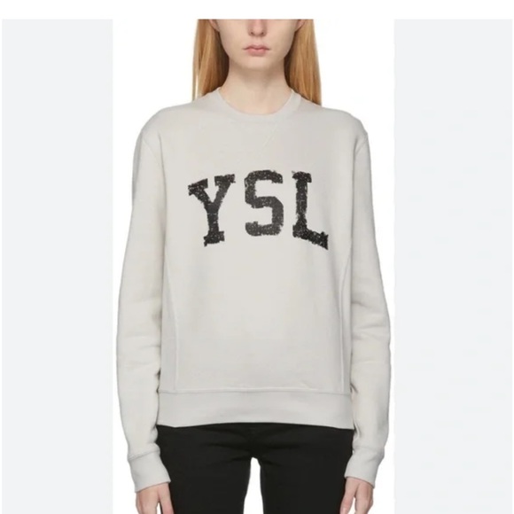 YSL Collegiate Cream Crewneck Sweatshirt with Black Logo - Picture 3 of 6